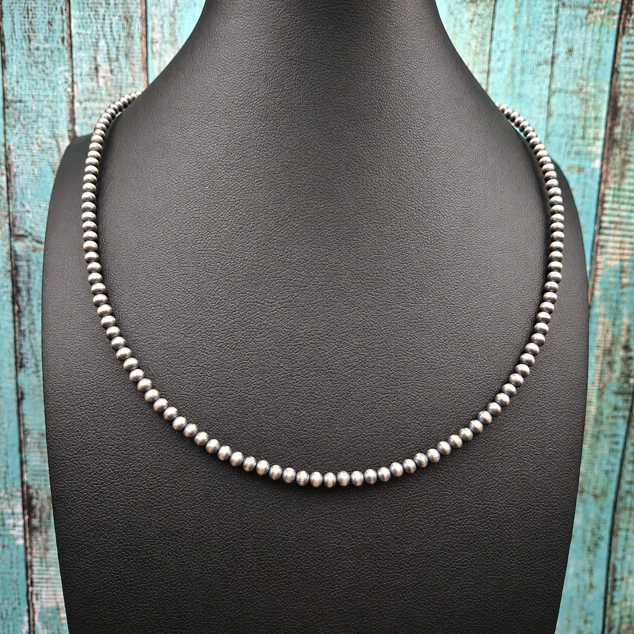 3mm Sterling Silver Navajo/Desert Pearl Necklace 18-20″ USA Made Hand Strung