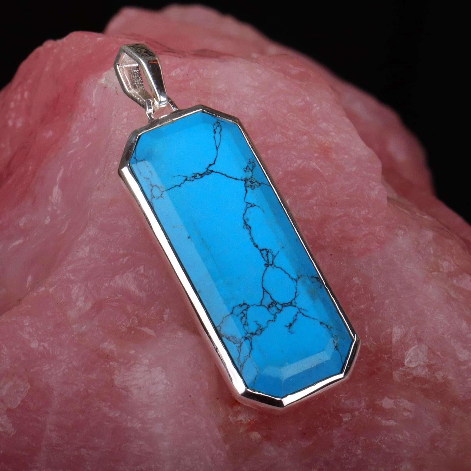 NATURAL TURQUOISE PENDANT 925 STERLING SILVER PENDANT NECKLACE GIFT FOR MENS