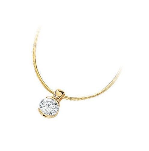 1.03 carat Round cut Solitaire Diamond stud Pendant 14k Yellow Gold Necklace G-H