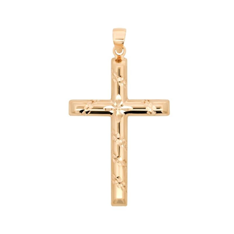 14k solid yellow gold reversible cross 1.0 grams