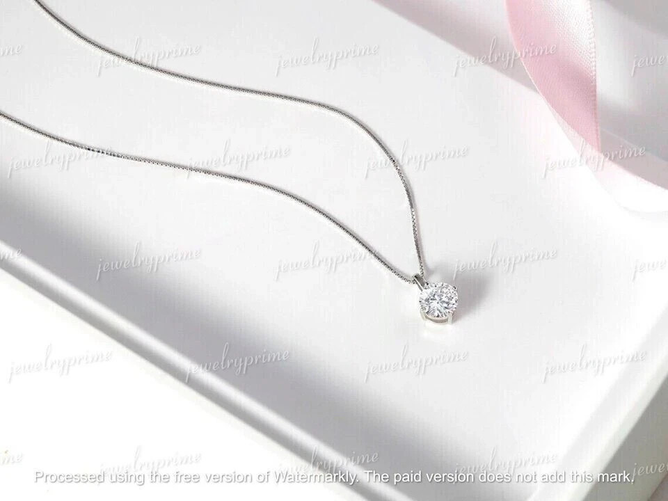 2.50 Ct Round Cut Lab Created Diamond Solitaire Pendant 14K White Gold Plated