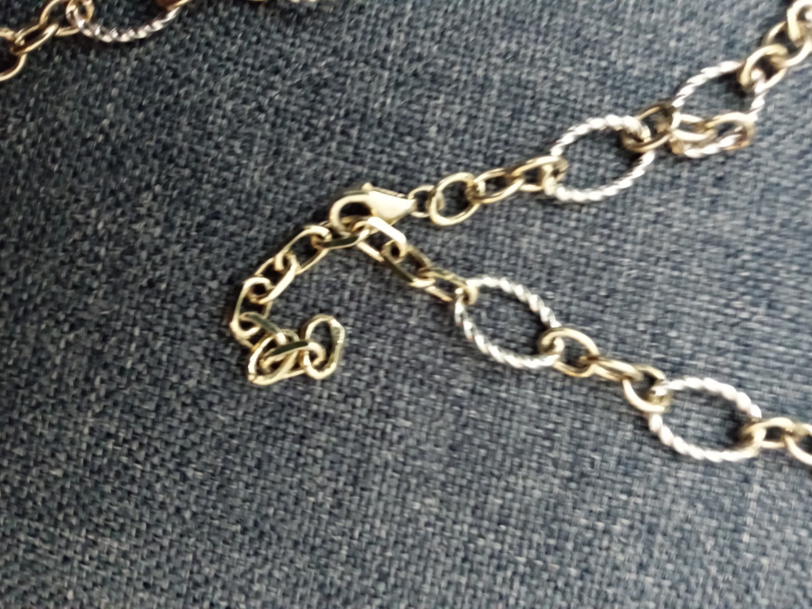 gold and silver Link Necklace Marked 681 And 925 22″
