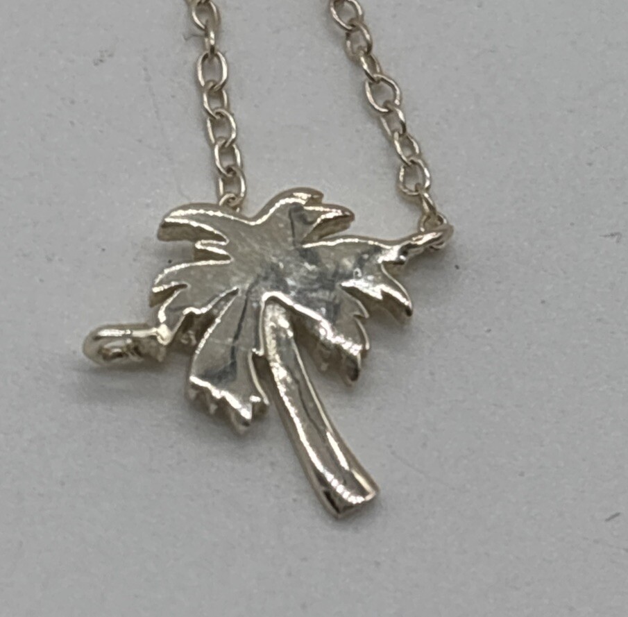 Sterling Silver Delicate Palm Tree Necklace 16”