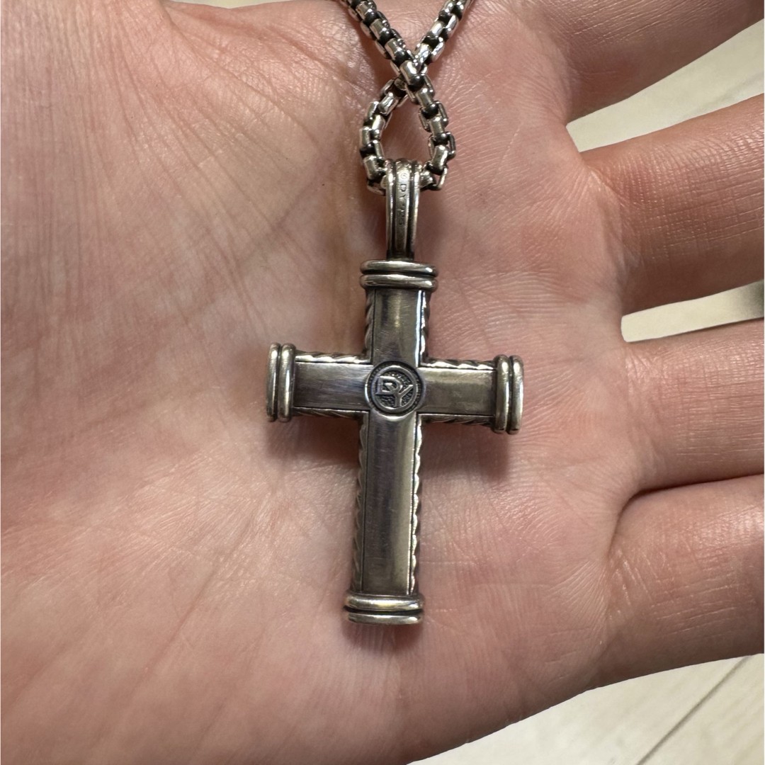 DAVID YURMAN STERLING SILVER 925 CHEVRON CROSS PENDANT NECKLACE Without Chain