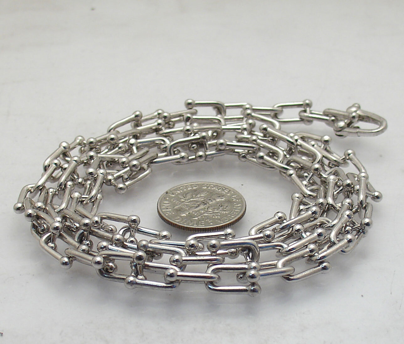 Solid U Link Hardware Chain Bracelet or Necklace Anti-tarnish Real Solid Silver