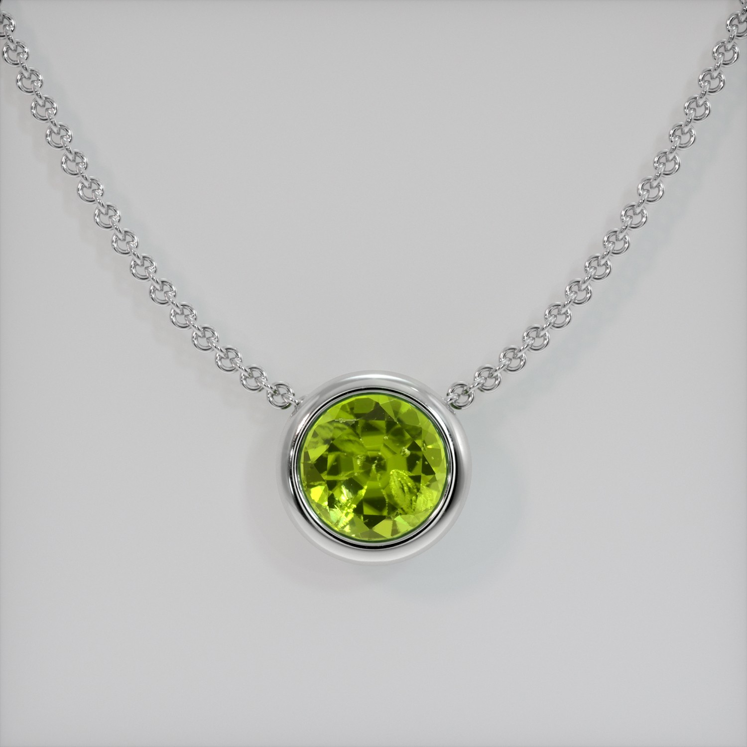 Pakistan Round Green Peridot Platinum 950 Pendant 1.31CT