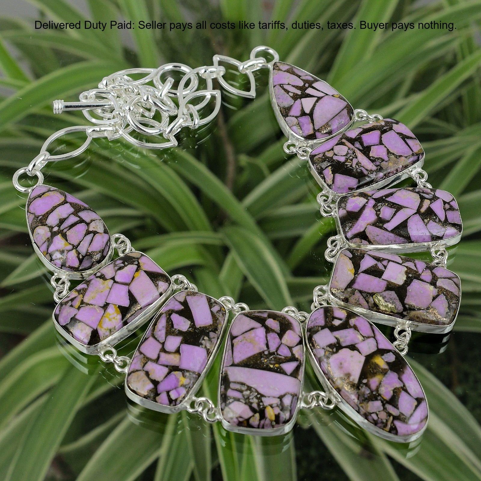 Valentines Deal Copper Phosphosiderite Gemstone 925 Silver Chain Ethnic Necklace