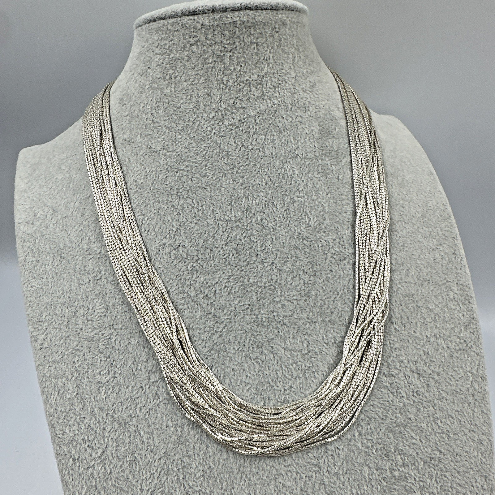 Vtg Stunning Milor Italy Multistrand Sterling Silver Necklace Toggle Clasp 47.7g