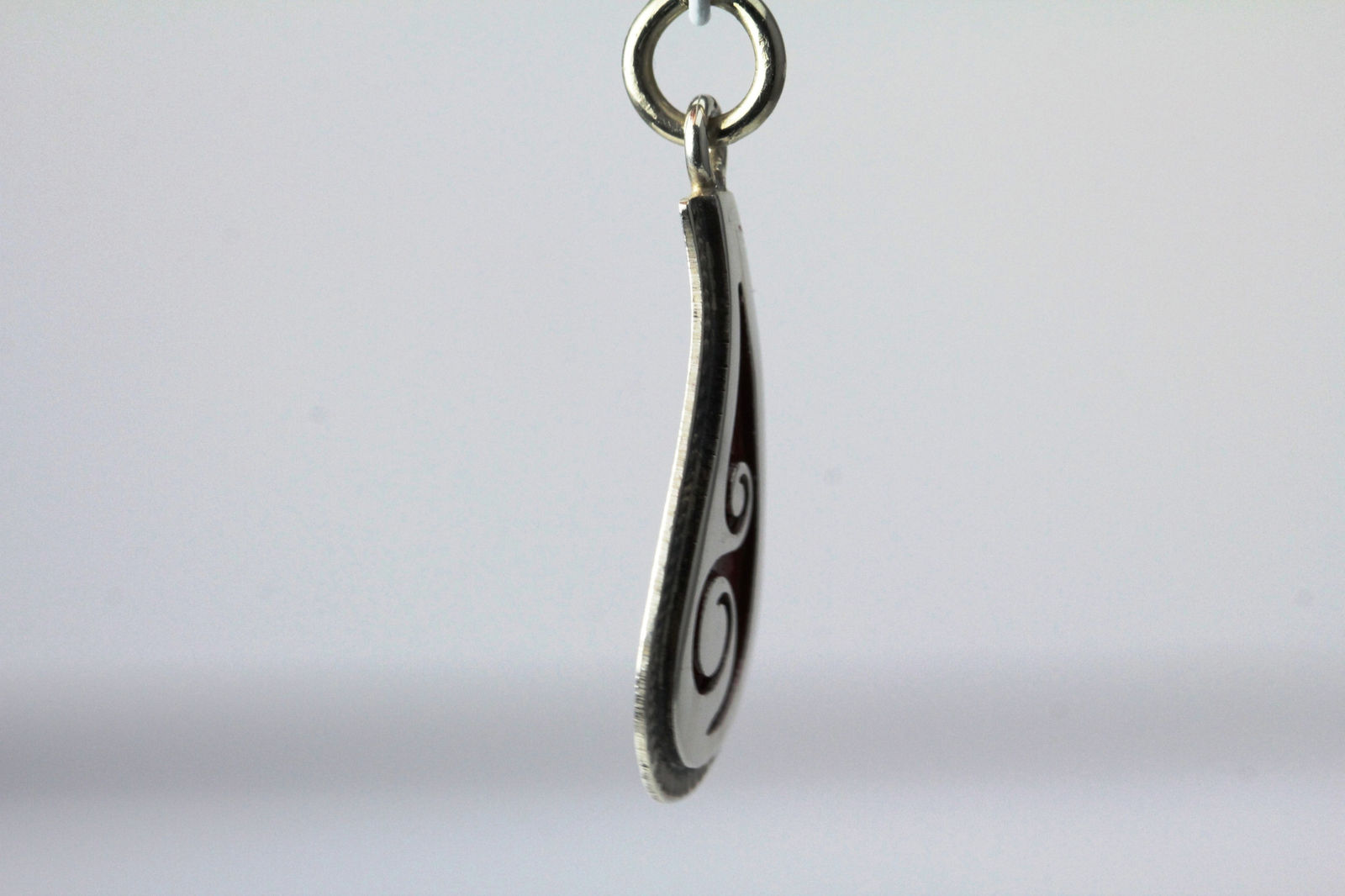 Southwestern Swirl Design Red Enamel Sterling Silver Pendant 2.5 Grams (PEN4429)