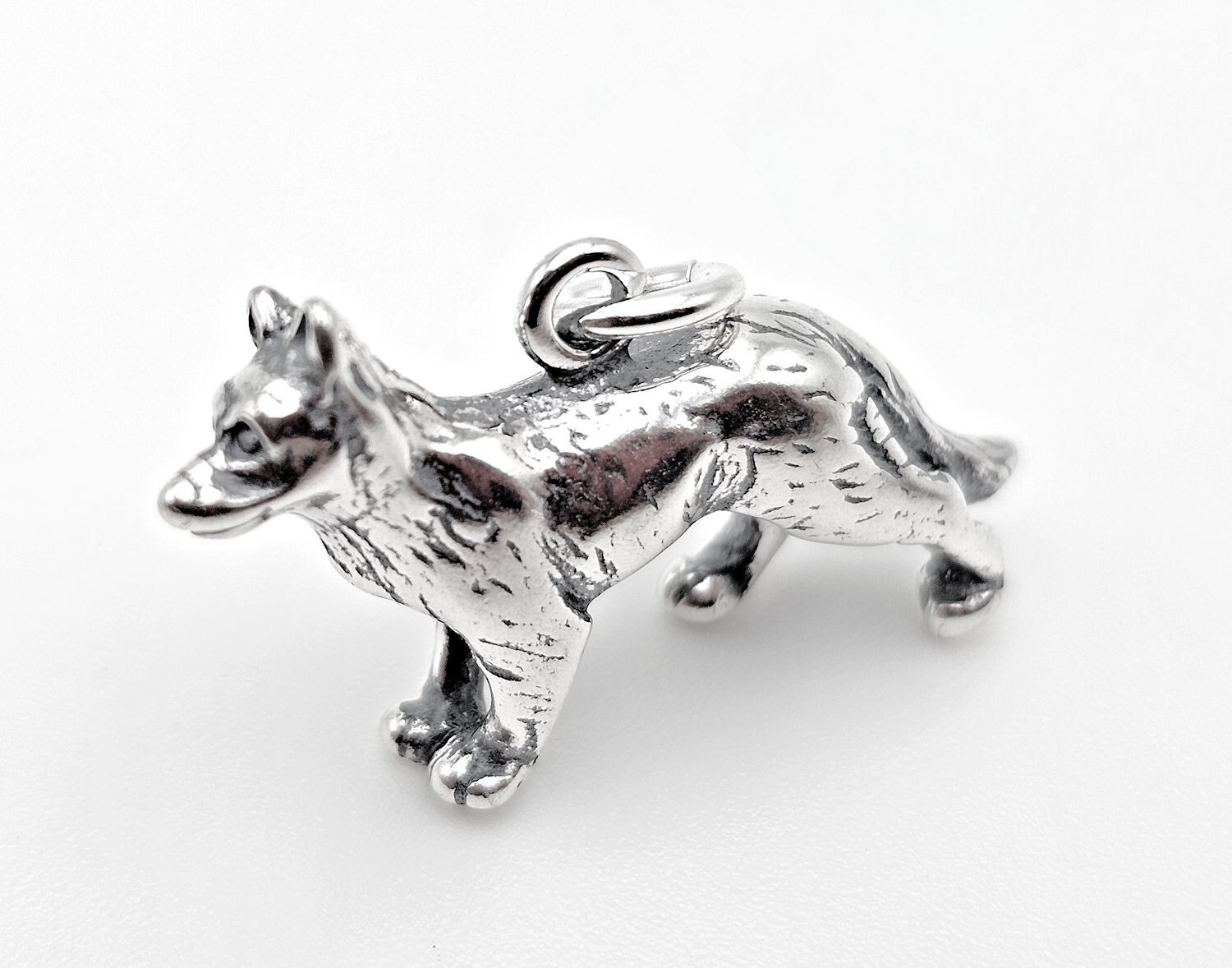 Sterling Silver 3D German Shephard Dog Charm