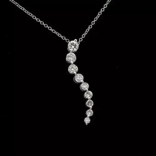 1.20Ct Round Cut White Moissanite Women’s Fancy Pendant 14k White Gold Plated