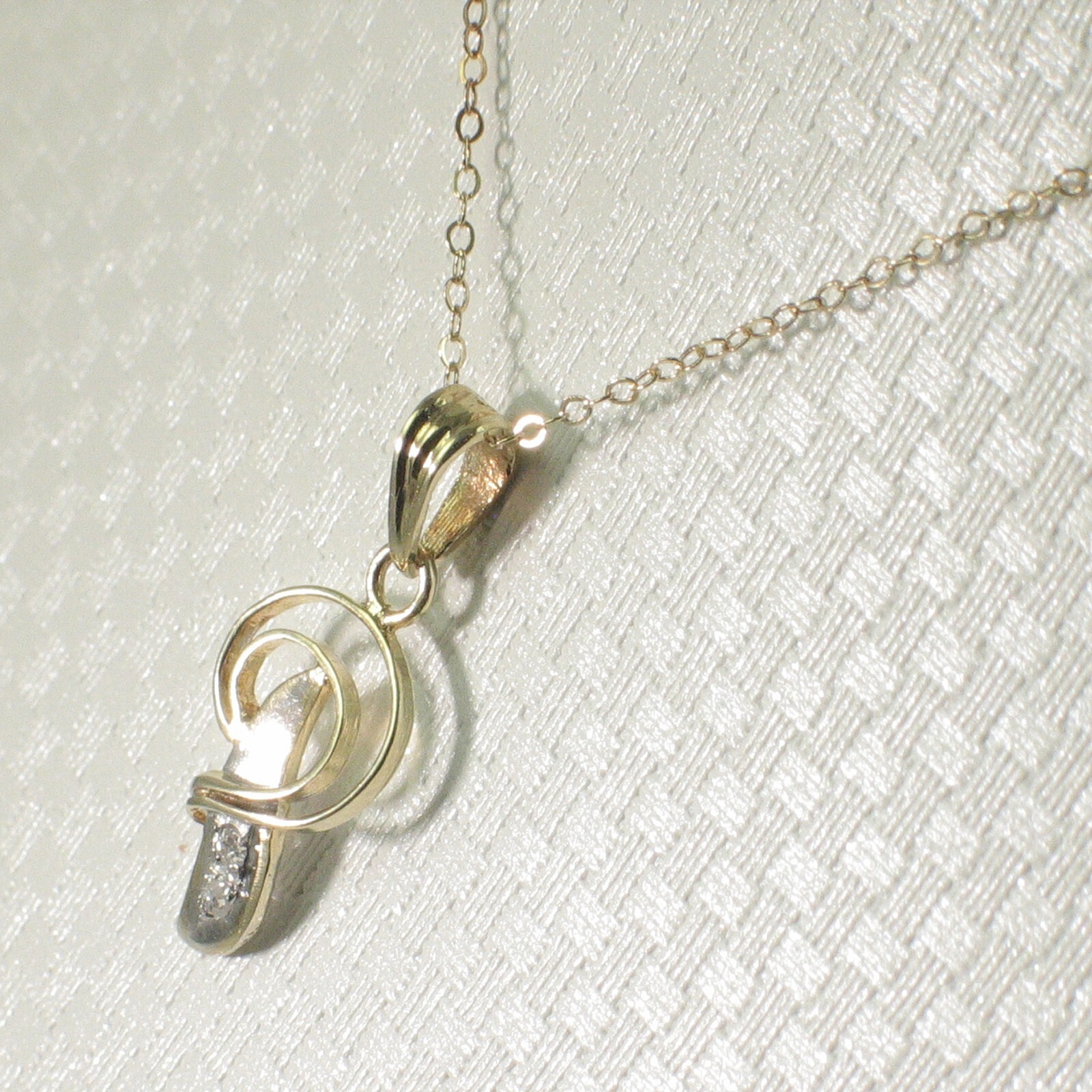 14k Yellow Gold Diamond Letter P Initial with Bail Pendant