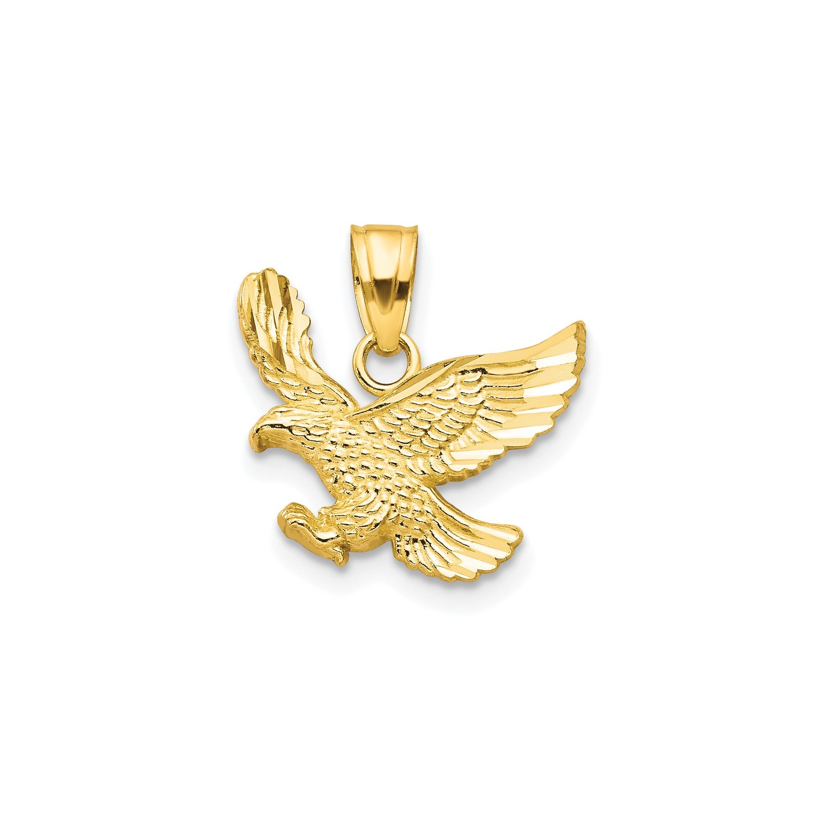 10k Yellow Gold Eagle Pendant Outstretched Wings Military Patriotic Necklace Cha