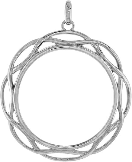 Sterling Silver Braided Edge 1 Onza Plata Libertad Bezel Pendant for 36 mm Coins