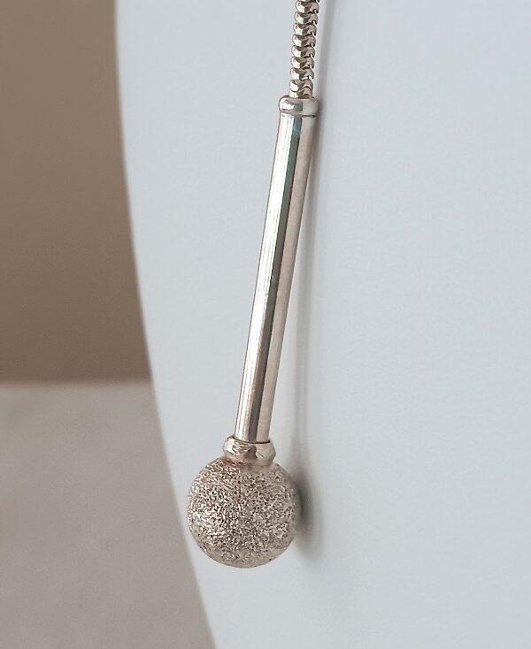 26″ Sterling Silver Snake Chain Sparkle Ball Dangle Pendant 13 grams 925 Lariat