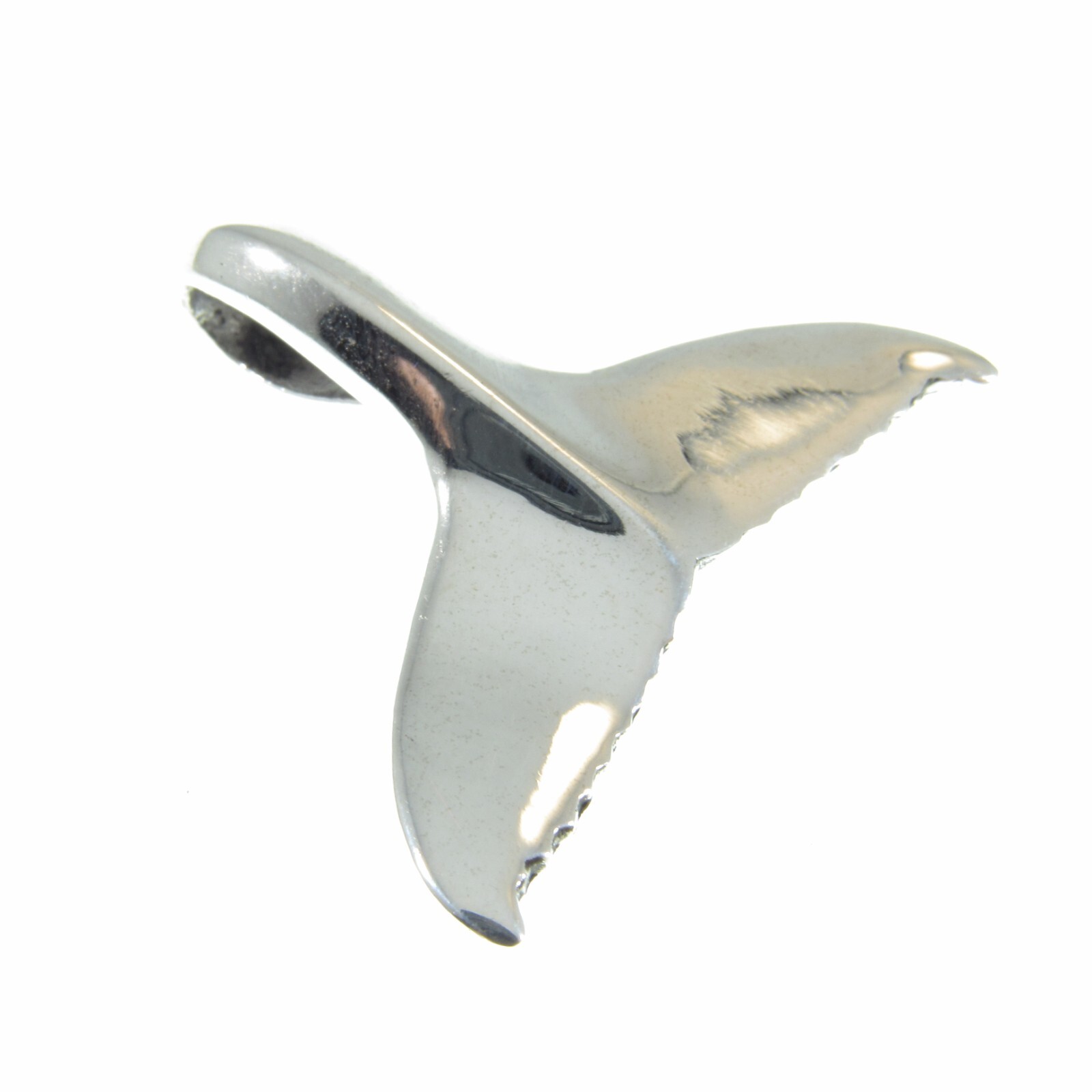 Large Handcrafted Solid 925 Sterling Silver WHALE TAIL Marine Sea Slide Pendant