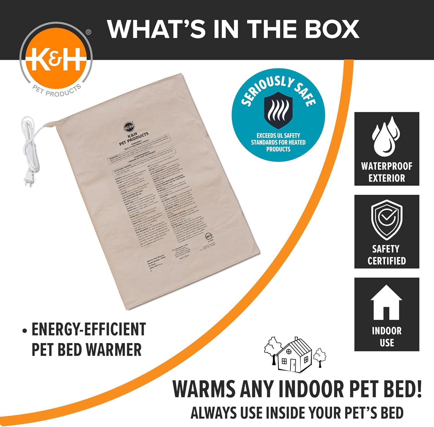 Pet Bed Warmer, Turn Any Pet Bed into a Heated Cat or Dog Bed, Waterproof Indoor