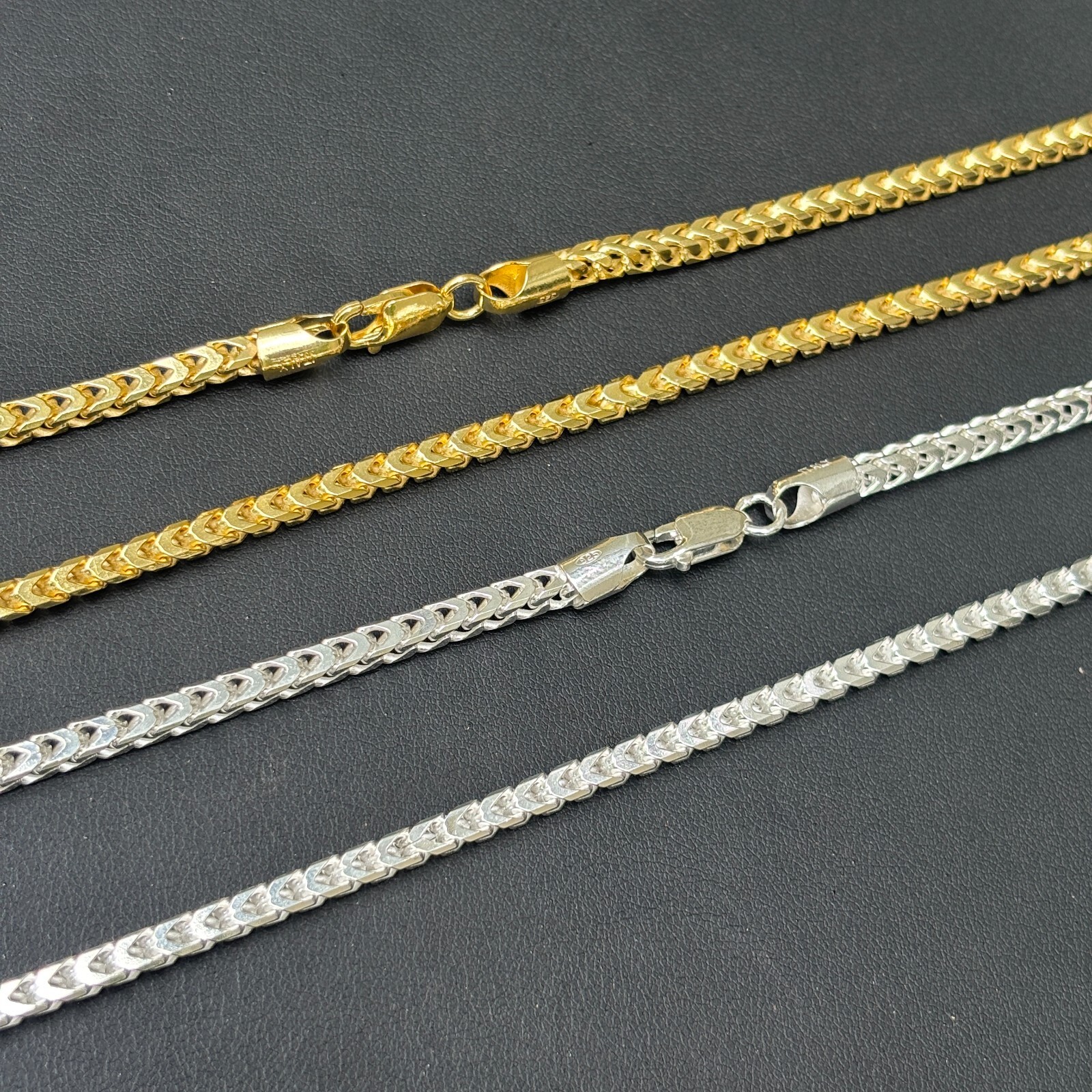 4mm Franco Chain Necklace – Real Solid 925 Sterling Silver Or 14k Gold Vermeil