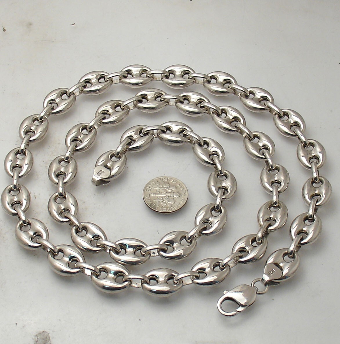 12mm Puffed Mariner Anchor Link Chain Necklace Anti-Tarnish Real Sterling Silver