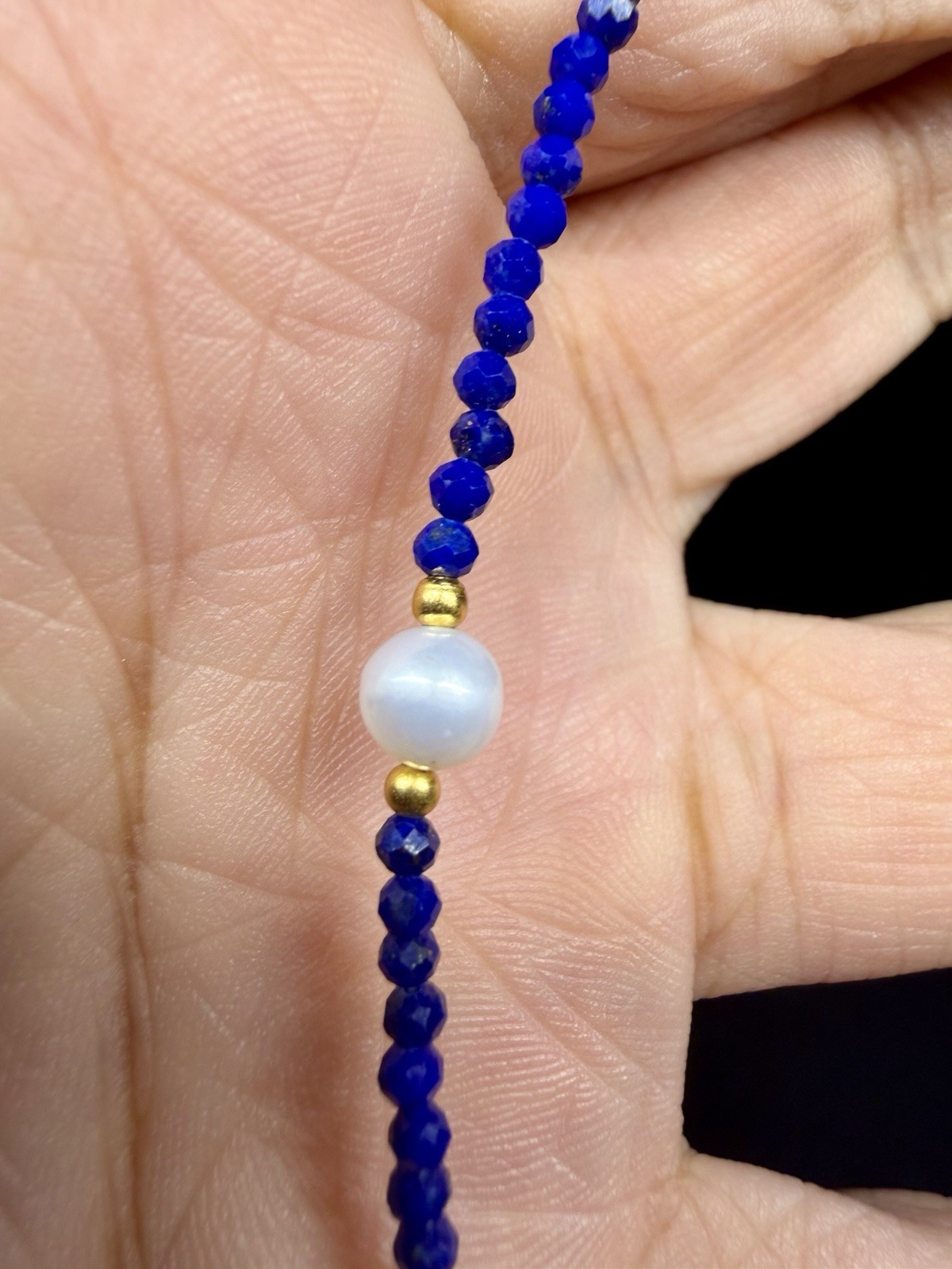 925 Sterling Silver Premium Blue Lapis Lazuli Round Bead Pendant Necklace