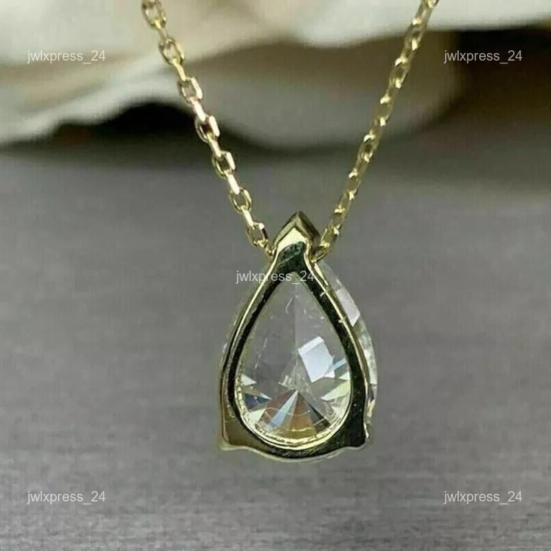 14K Yellow Gold 3.00CT Pear Lab Grown/CVD Diamond Unstoppable Necklace Pendant