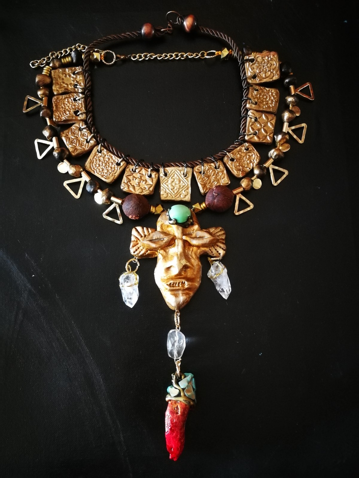 Statement Fine Jewelry Ethnic Glamour Gemstone Jewel Sculpture Tribal Mask Stone