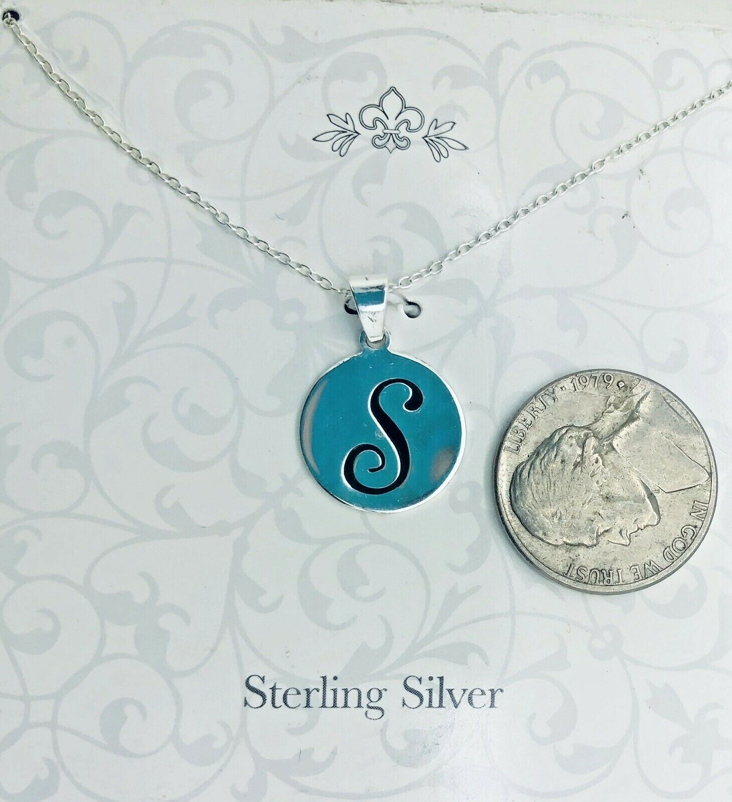 Sterling Silver 925 Pendant Cursive Monogram “S” Necklace Chain tested US Seller