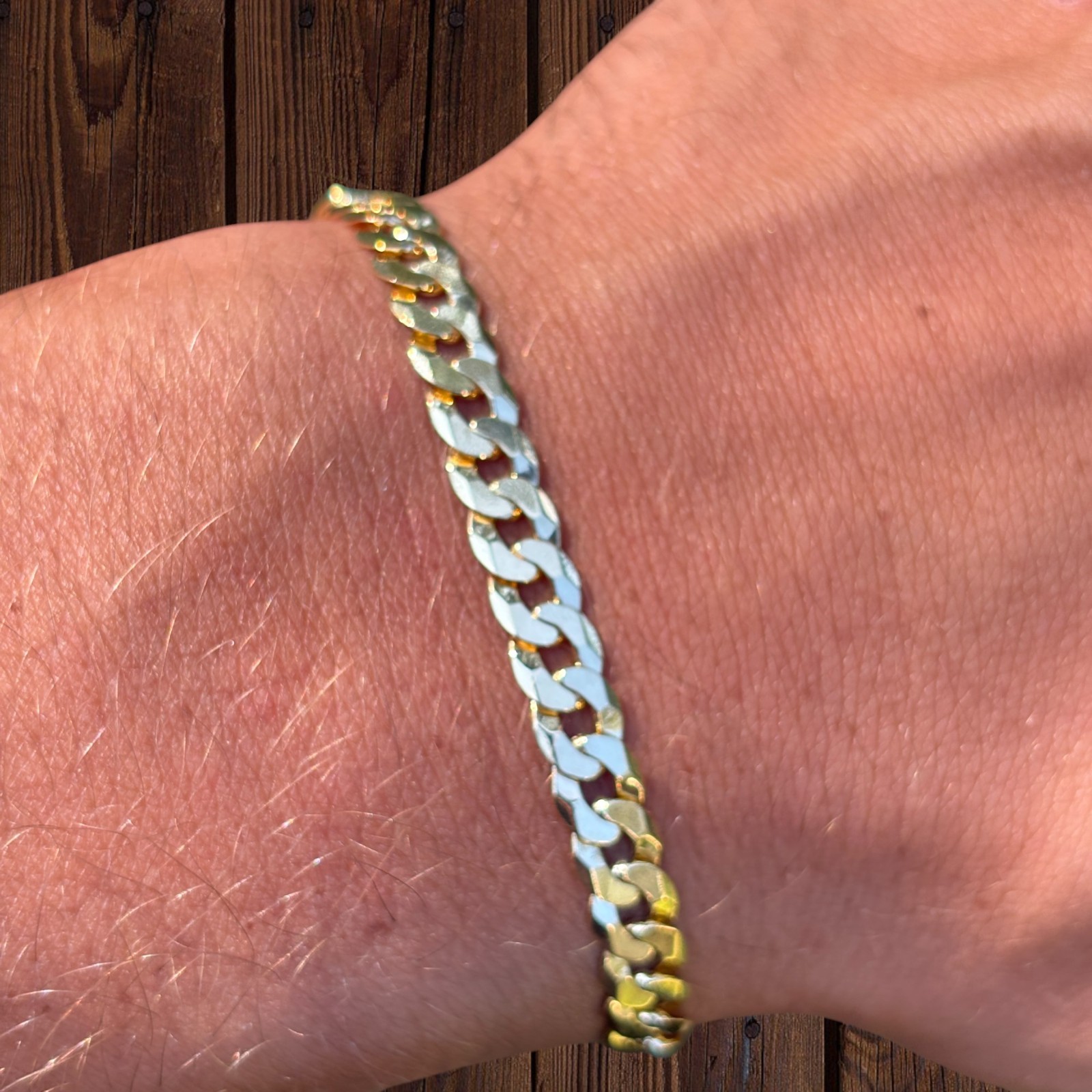 6mm Flat Curb Bracelet – Real Solid 925 Sterling Silver Or 14k Gold/Rose Vermeil