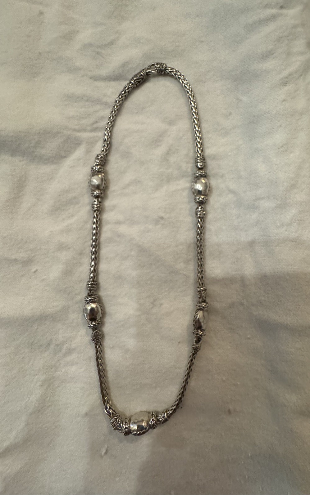 Vintage John Hardy Palu Sterling Silver Chain Station Necklace. Approx 16 inch