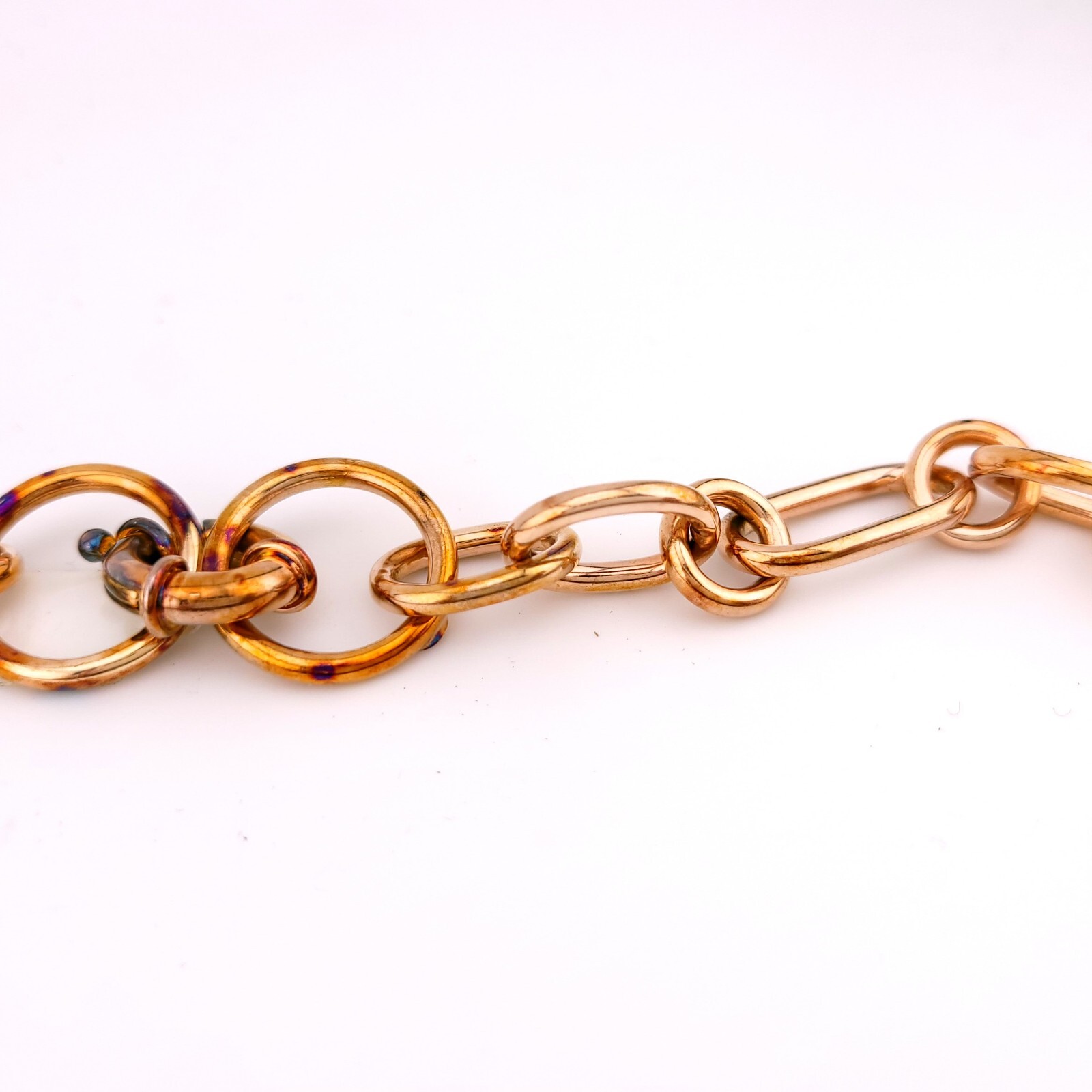 Daniel W. Danwak Sterling Silver Rose Gold Tone Large Chain Link 32″ In Necklace