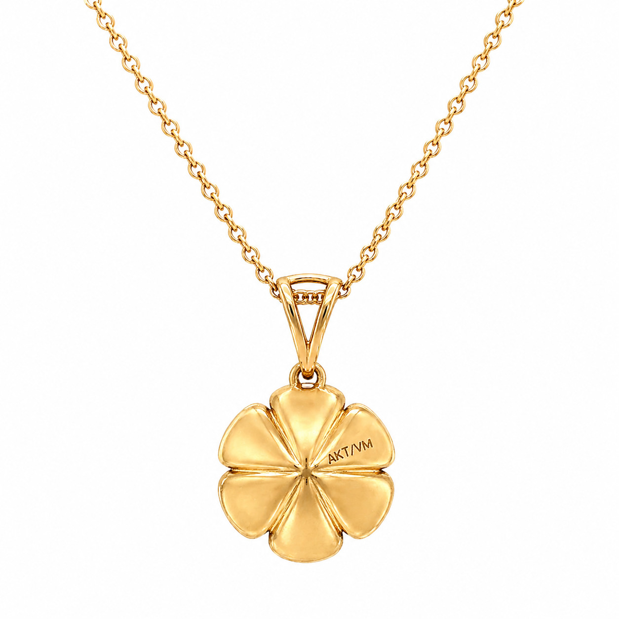 Natural Diamond Floral Pendant Necklace – 14KY Gold Bridal Cocktail Anniversary