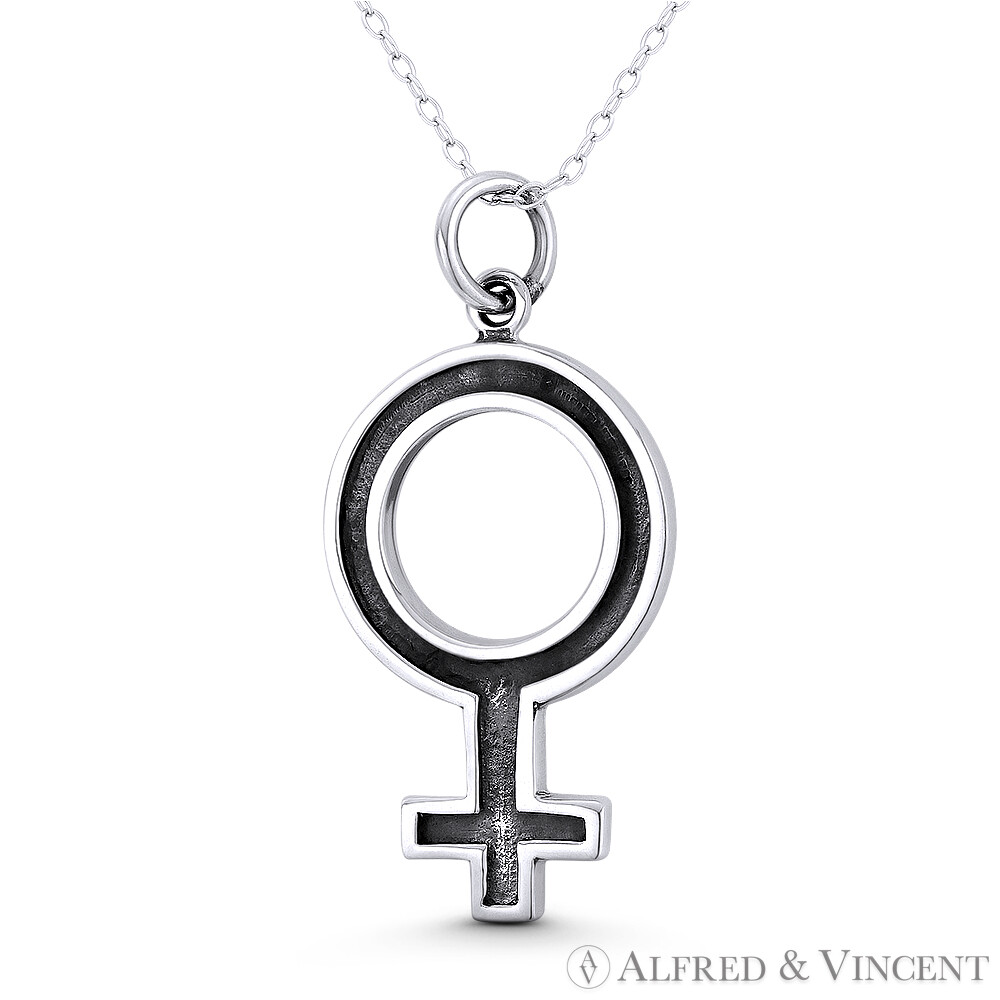 Female Symbol Goddess of Beauty Venus Feminist Charm 925 Sterling Silver Pendant