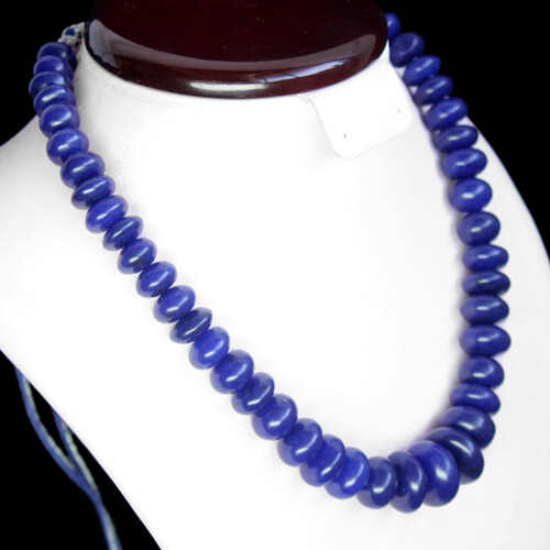 ABSOLUTELY FASHION 684.00 CTS ENHANCED BLUE SAPPHIRE ROUND BEADS NECKLACE (RS)