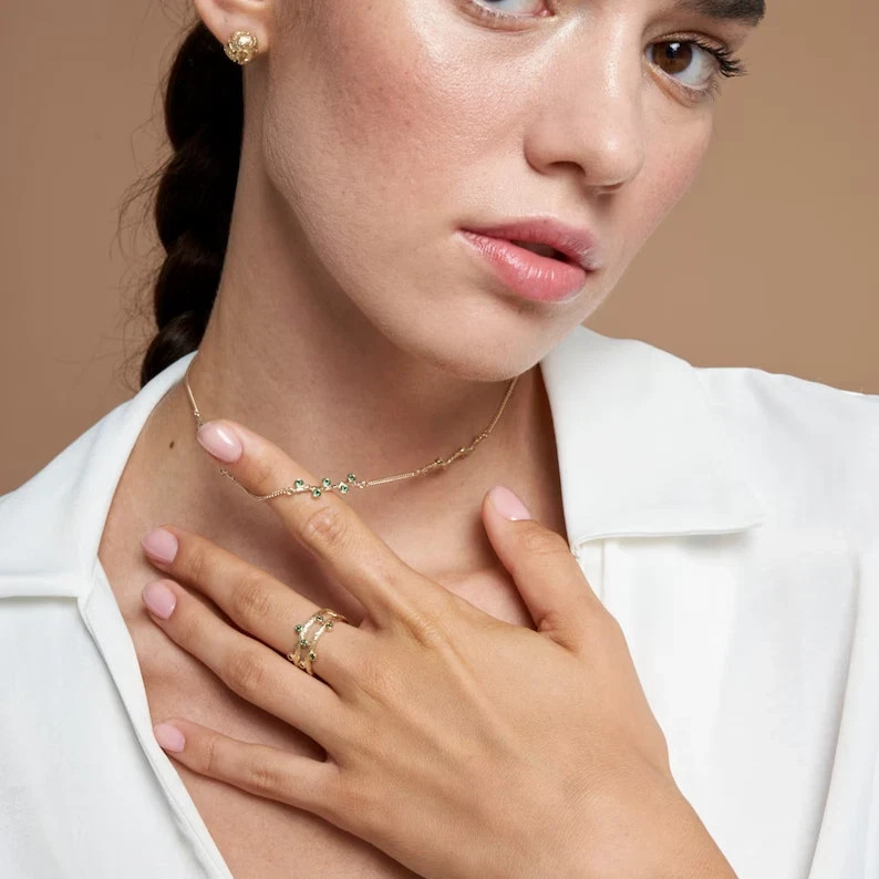 0.40Ct Lab Created Diamond 14k Yellow Gold Over Delicate Necklace Women’s Gift