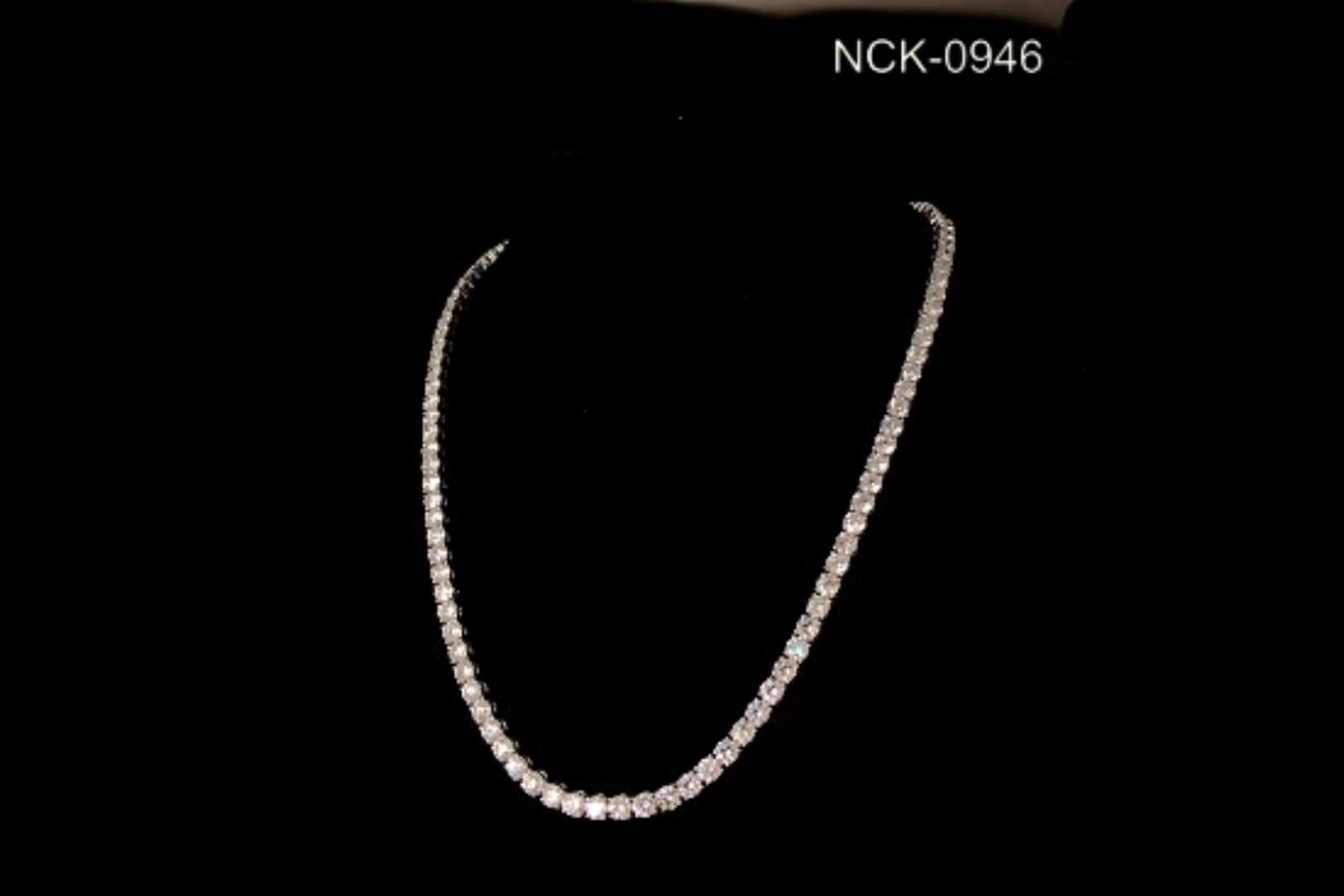 3MM Round Cut 925 Silver Moissanite Diamond Tennis Necklace.