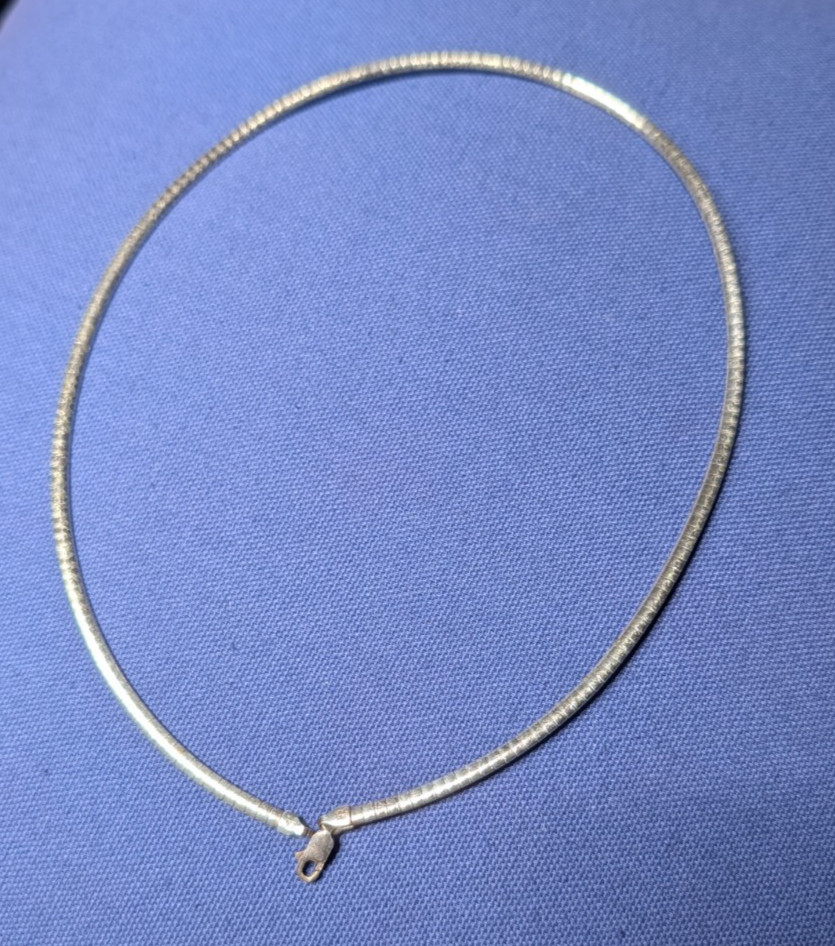 Vintage Italy 925 Sterling Silver Omega Necklace 17″ 3mm Italian Collar
