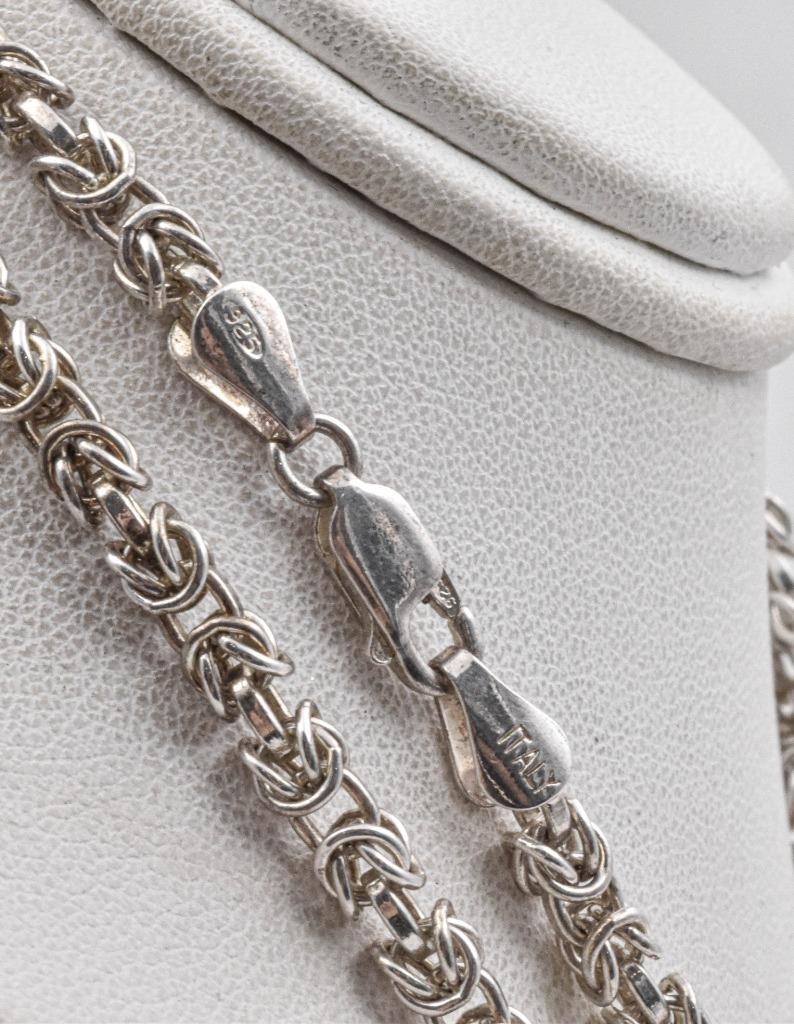 Ethnic 925 Sterling Silver 4.25mm thick – 24″ BYZANTINE Solid chain necklace 32g