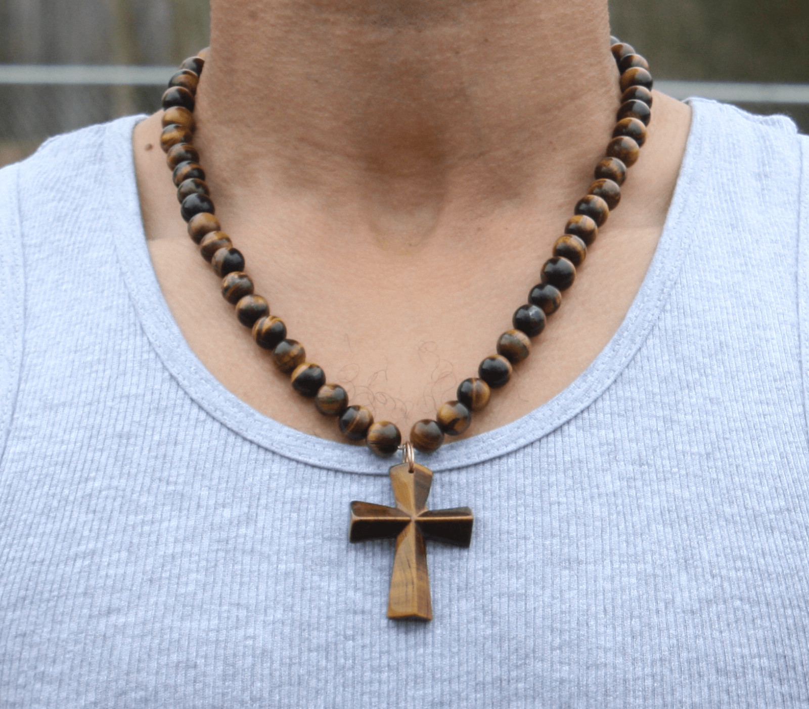 Tiger’s Eye Cross Necklace