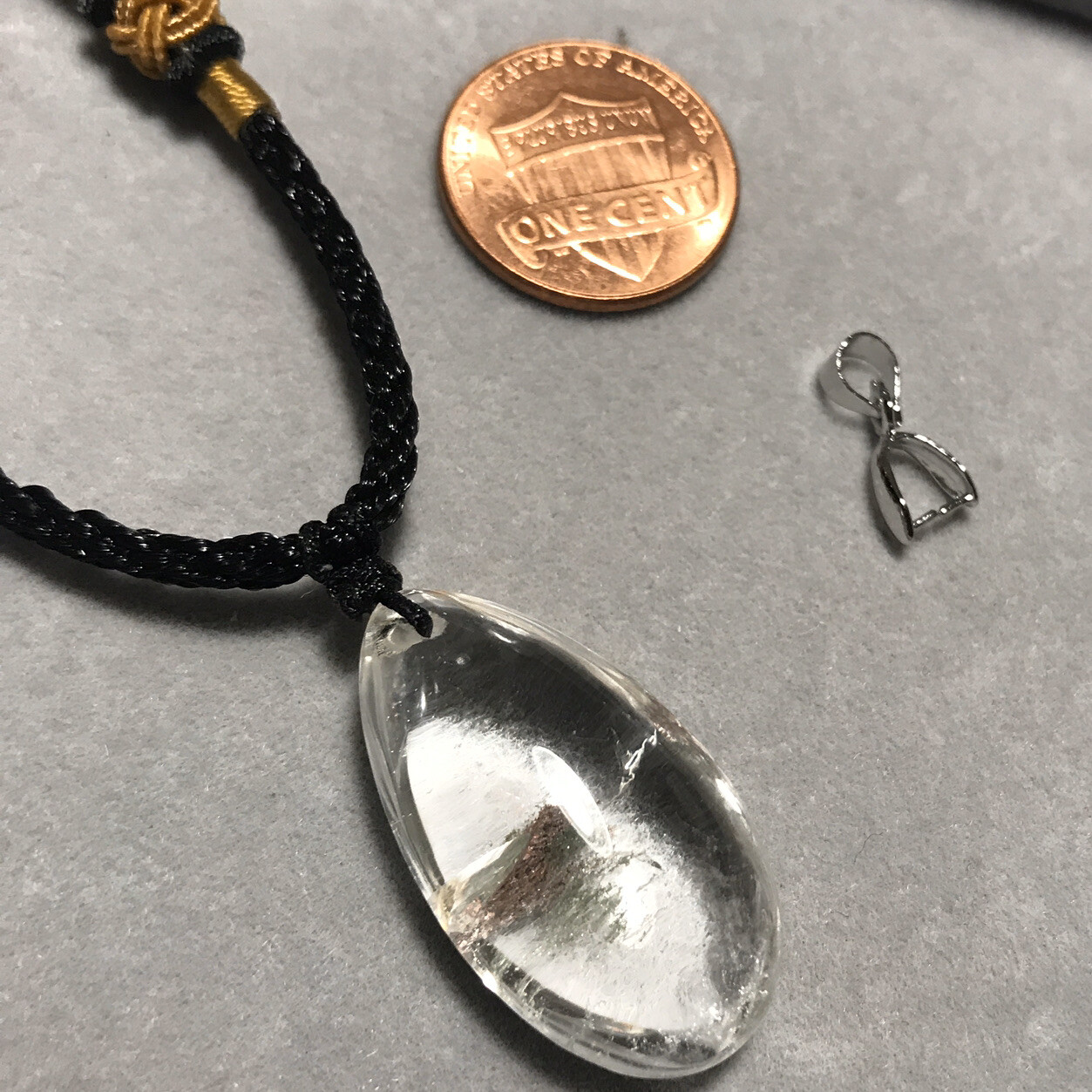 US SELLER Natural Green Red Phantom Quartz Pendant Teardrop Crystal GEM Necklace