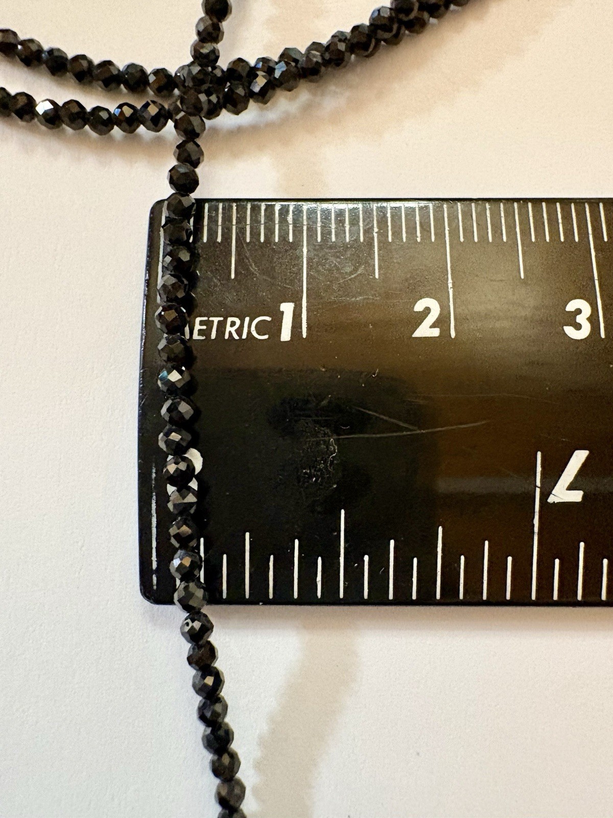 Black Spinel 3 Strand 1mm Beaded Necklace Sterling Silver Clasp 36” New In Box