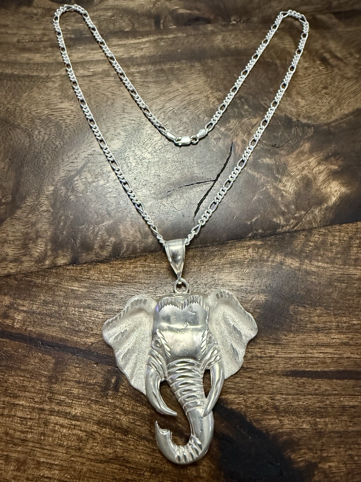 Large Sterling Silver 1OFAKIND Elephant Pendant on 24” 925 Livior Italy Chain