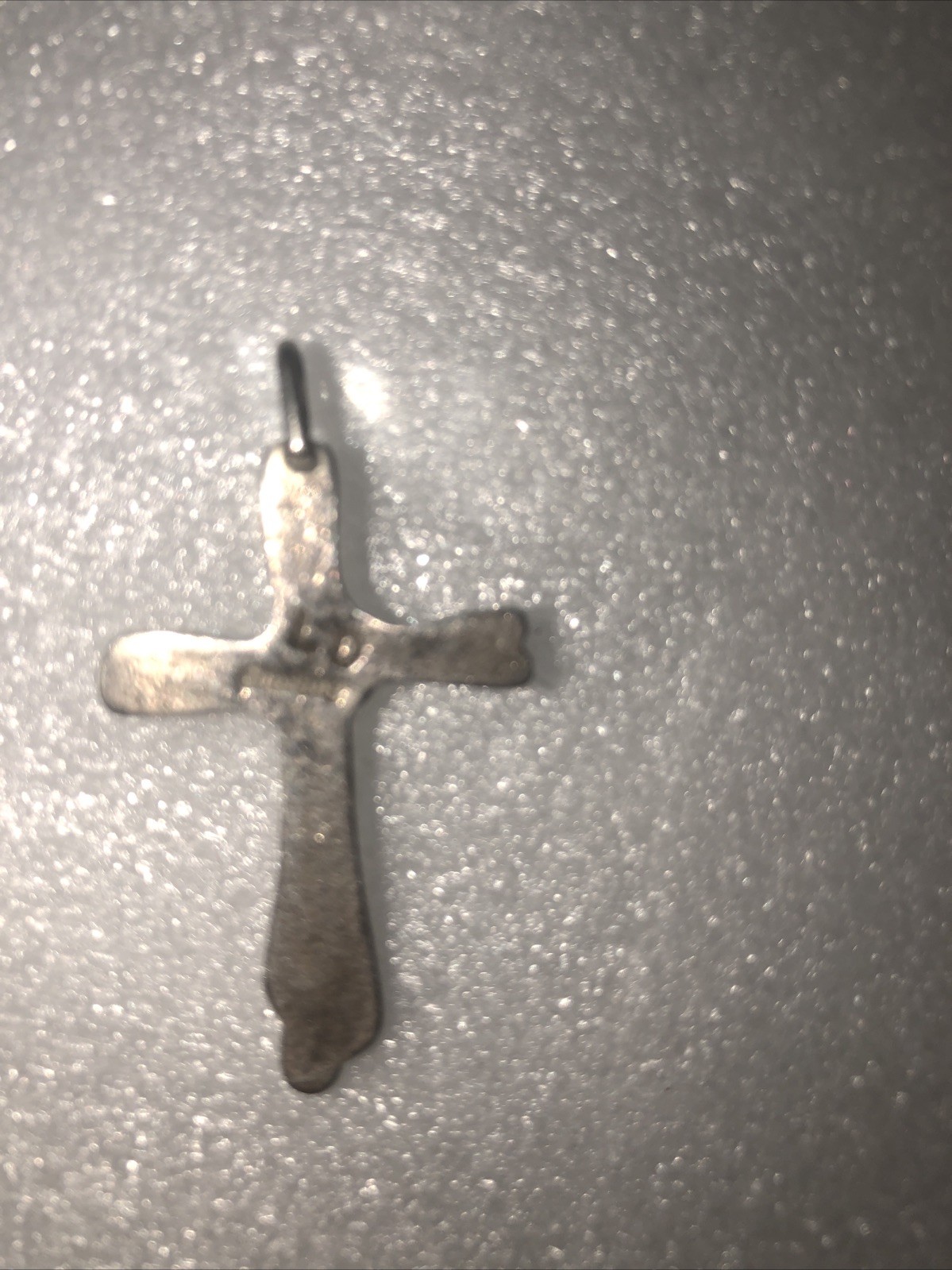 L D Sterling Cross With Opal Stone Pretty 1 1/2 By 1 Inch