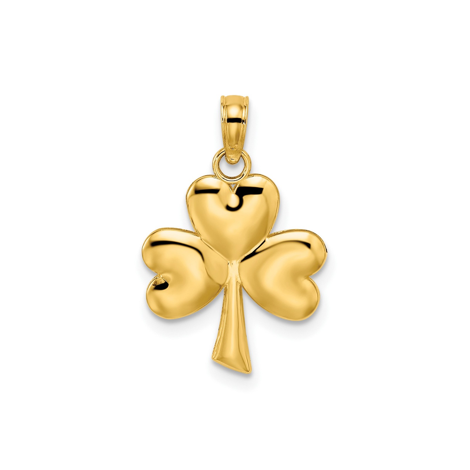 10k Yellow Gold Shamrock Pendant Celtic Three-Leaf Clover Charm for Necklace