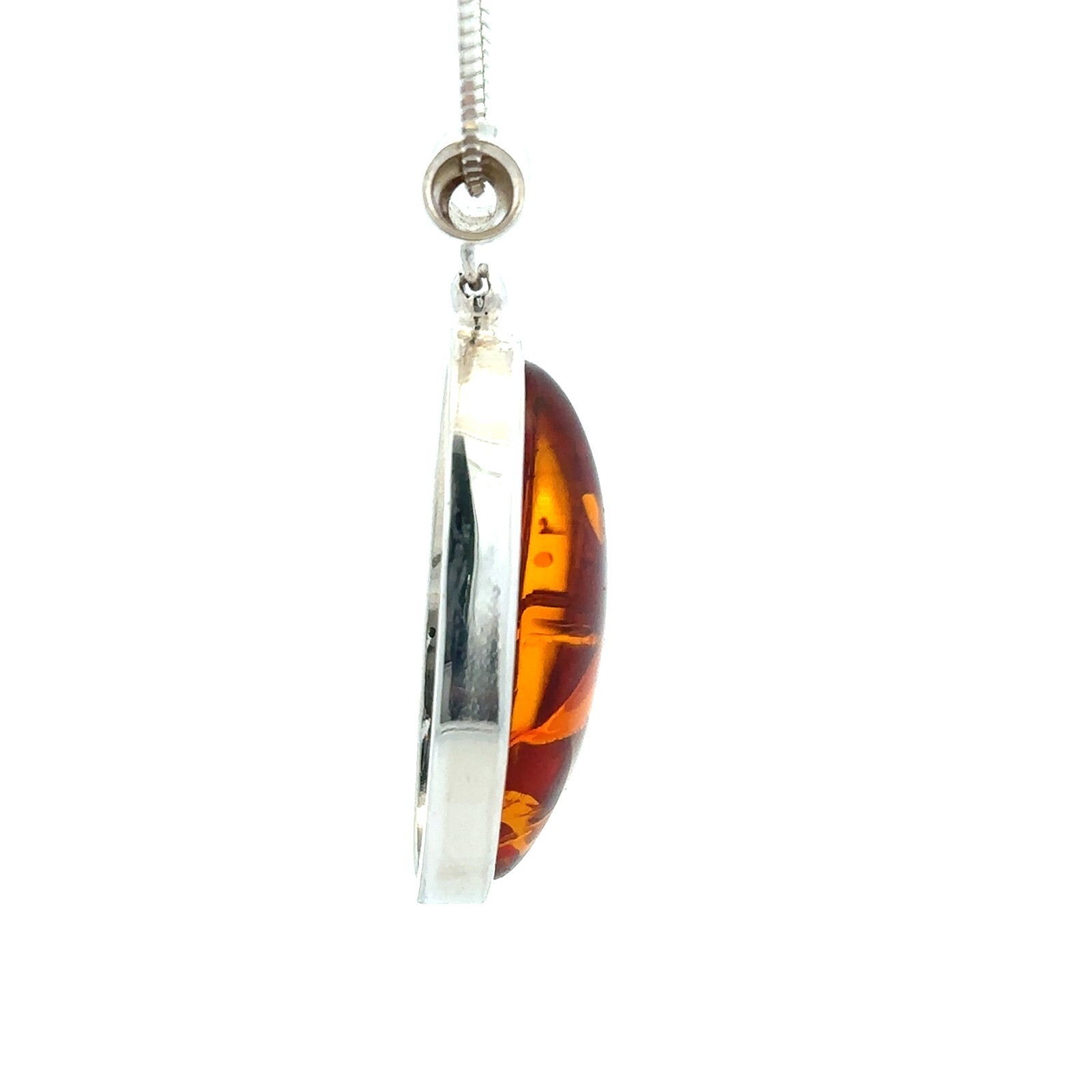 Sterling Silver Baltic Amber Pendant-Handmade- (3/4 x 1 1/2 Inch)