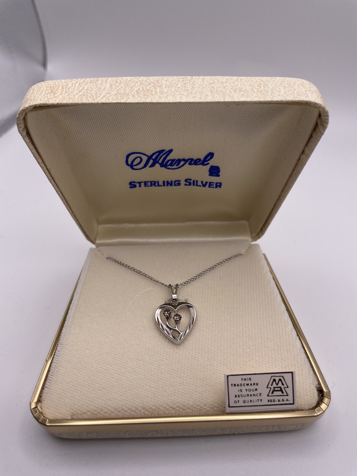 Vintage Marvel Sterling Birthstone Heart Pendant June Alexandrite New Old Stock