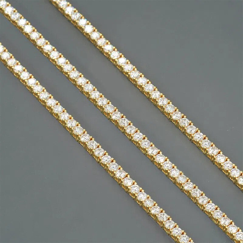 2/3/4mm Real Moissanite Tennis Chain 925 Silver Pass Diamnd Tester! More Size