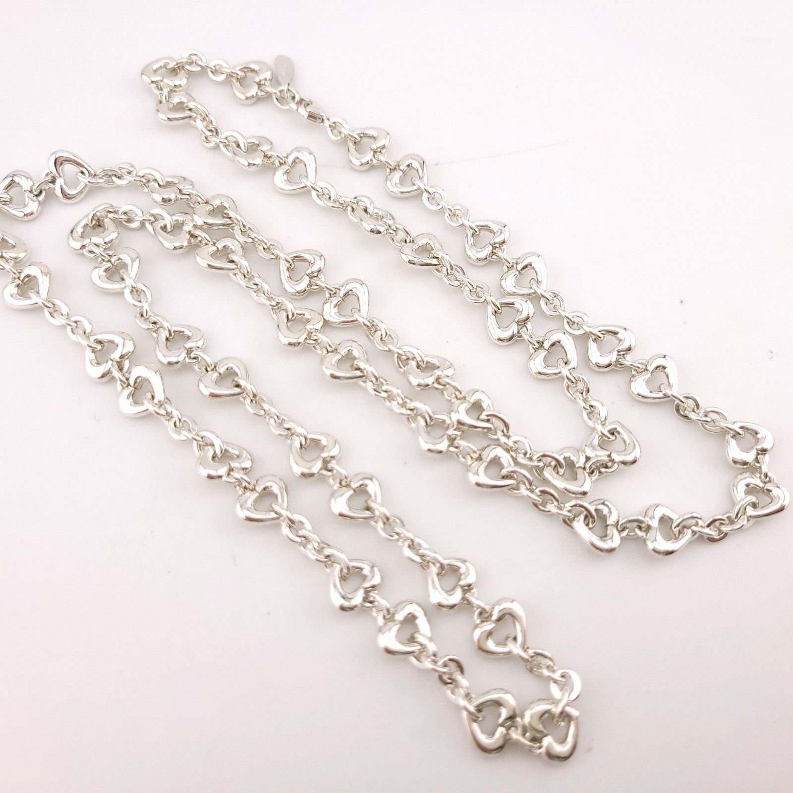 New Birks & Mayors Sterling Silver Heart Chain Link 32″ in Necklace 72 Grams