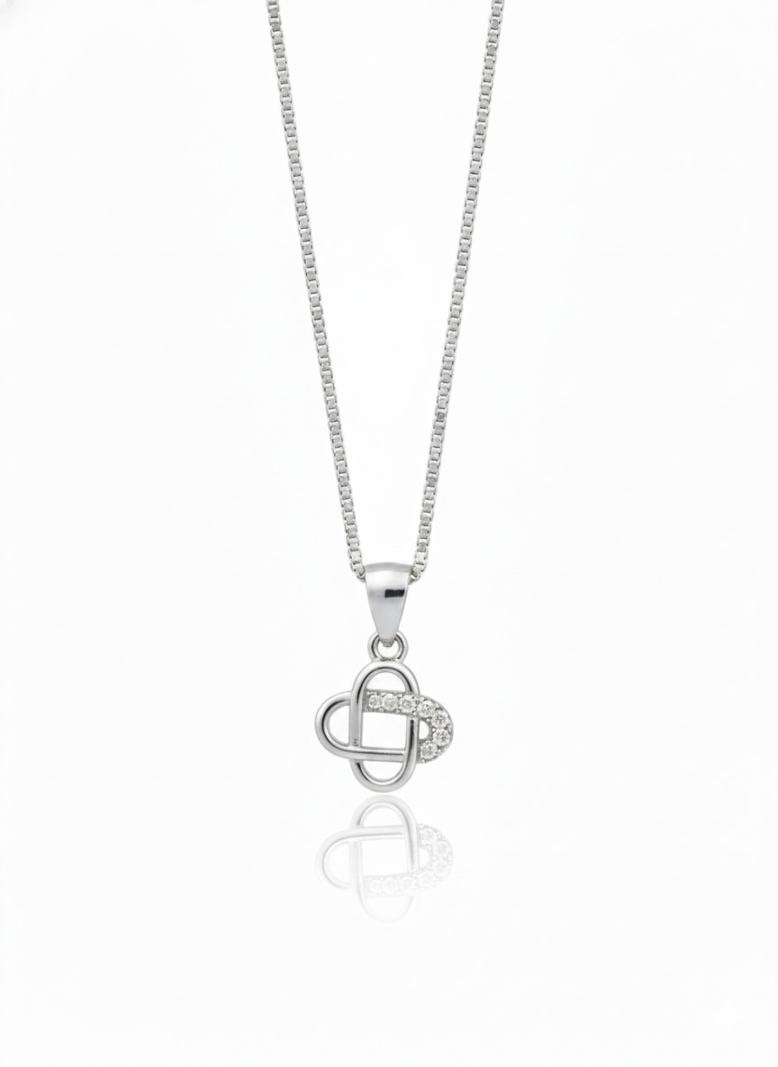 Silvara PDT-4 925 Sterling Silver Bow Circle Pendant with Blue & White Stones