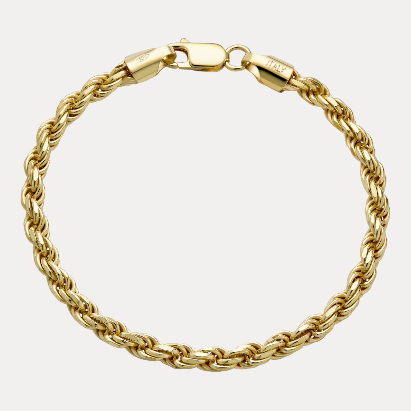 5mm Diamond Cut Rope Bracelet – Solid 925 Sterling Silver Or 14k Gold Vermeil
