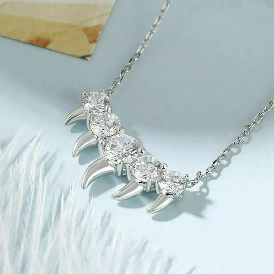 2Ct Round Brilliant Cut Diamond Spike Design Pendant 14k White Gold Finish Chain